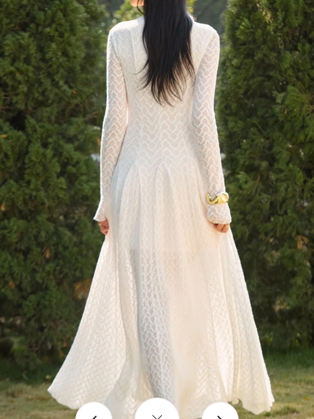 Commense Elegant White Lace Mock-Neck Long Sleeve Maxi Dress NWT - Picture 6 of 8